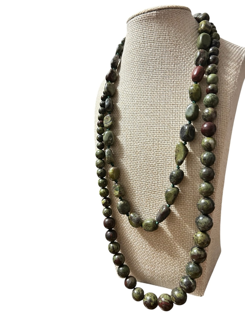 Dragon Bloodstone Bead Necklace - Multi Strand